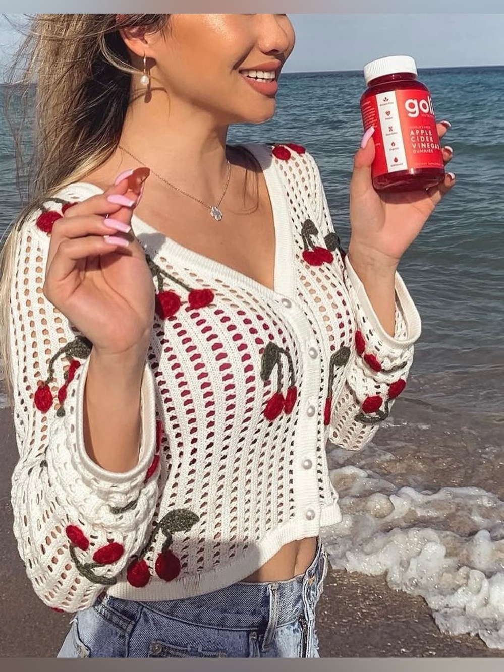 Revolve Lovers and friends Seresa Cardigan cherry ivory